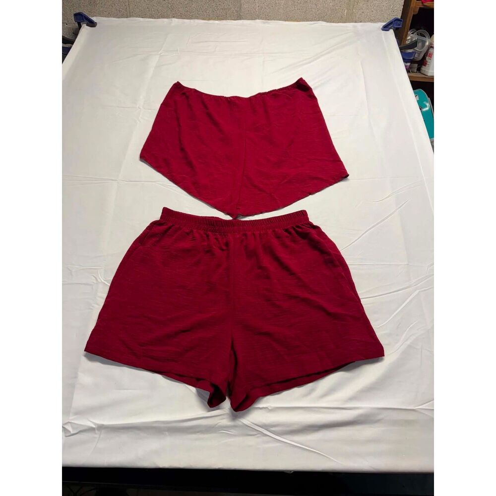 Shein red 2 piece casual flowy short and tube top set size 0XL